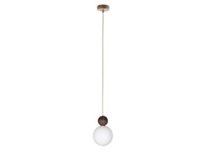 Miniaturka 2 - Lampa wisząca Rona 1 drewno ciemny brąz, pełny widok z białą kulą