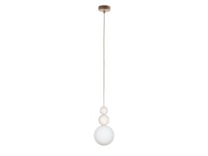 Miniaturka 6 - Lampa wisząca Rona 2 z białą szklaną kulą i bielonym drewnem