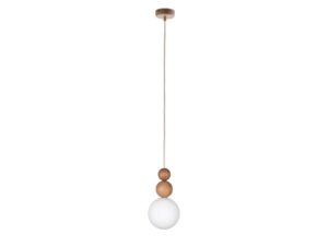 Miniaturka 1 - Lampa Rona 2 z białą kulą i drewnem w jasnym brązie