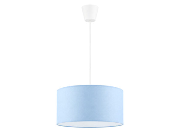 Lampa wisząca Rondo Kids niebieska 38 cm z tkaninowym abażurem
