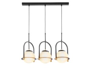Miniaturka 2 - Lampa wisząca Rosso czarna z trzema kloszami, widok z przodu