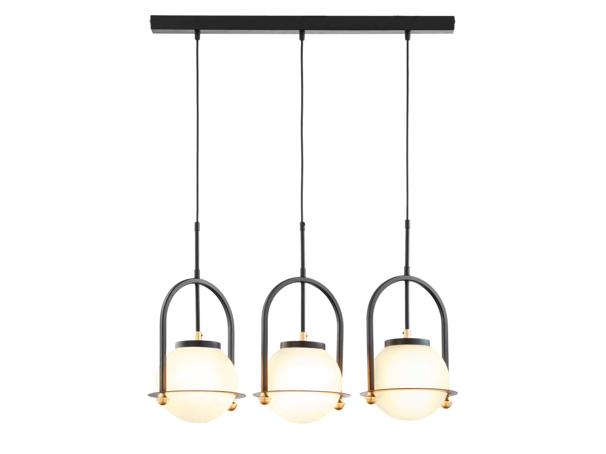 Lampa wisząca Rosso czarna 3-punktowa z trzema białymi kloszami