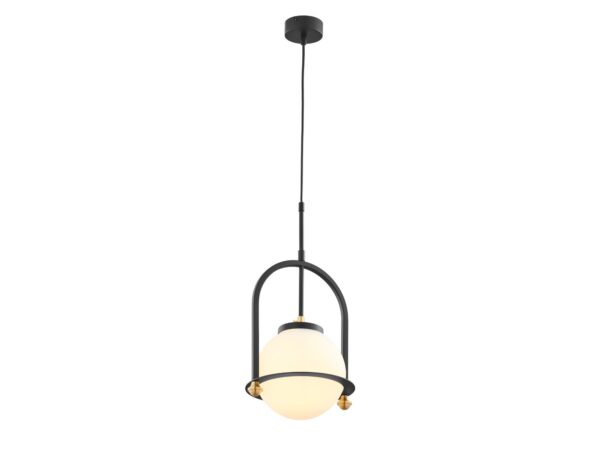 Lampa wisząca Rosso czarna z mlecznym kulistym kloszem