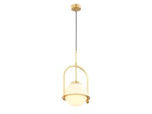 Miniaturka 1 - Lampa wisząca Rosso w mosiądzu patynowanym z mlecznym kloszem