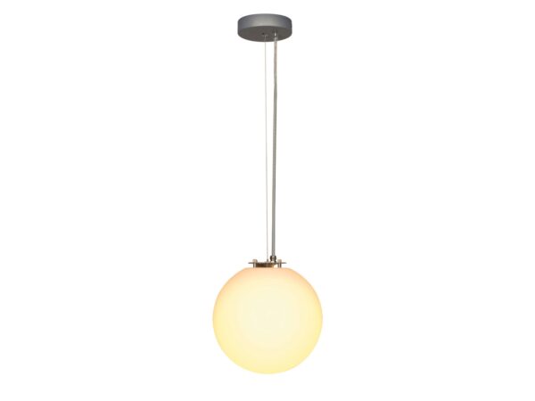 Lampa wisząca Rotoball Ø 25 cm z białym kulistym kloszem i stalowym zawieszeniem