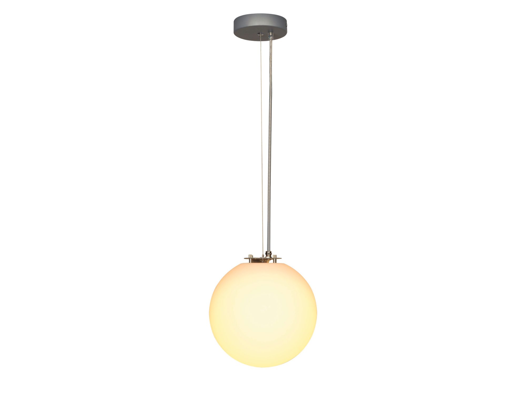 Lampa wisząca Rotoball Ø 25 cm z białym kulistym kloszem i stalowym zawieszeniem