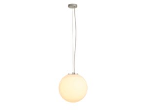 Miniaturka 1 - Lampa wisząca Rotoball Ø 40 cm z białym kulistym kloszem i srebrnym zawieszeniem