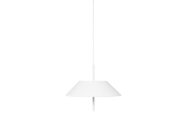 Lampa wisząca SAKOSI A biała z tekstylnym abażurem, widok z przodu