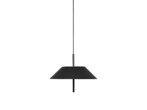Miniaturka 1 - Lampa wisząca SAKOSI A czarna z tekstylnym abażurem, widok z przodu