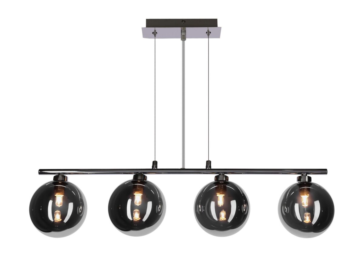 Lampa wisząca Salamona chromowana 4×G9 grafitowe klosze