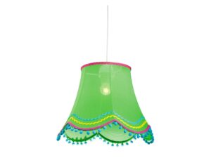 Miniaturka 1 - Zielona lampa wisząca Saledo z płóciennym abażurem