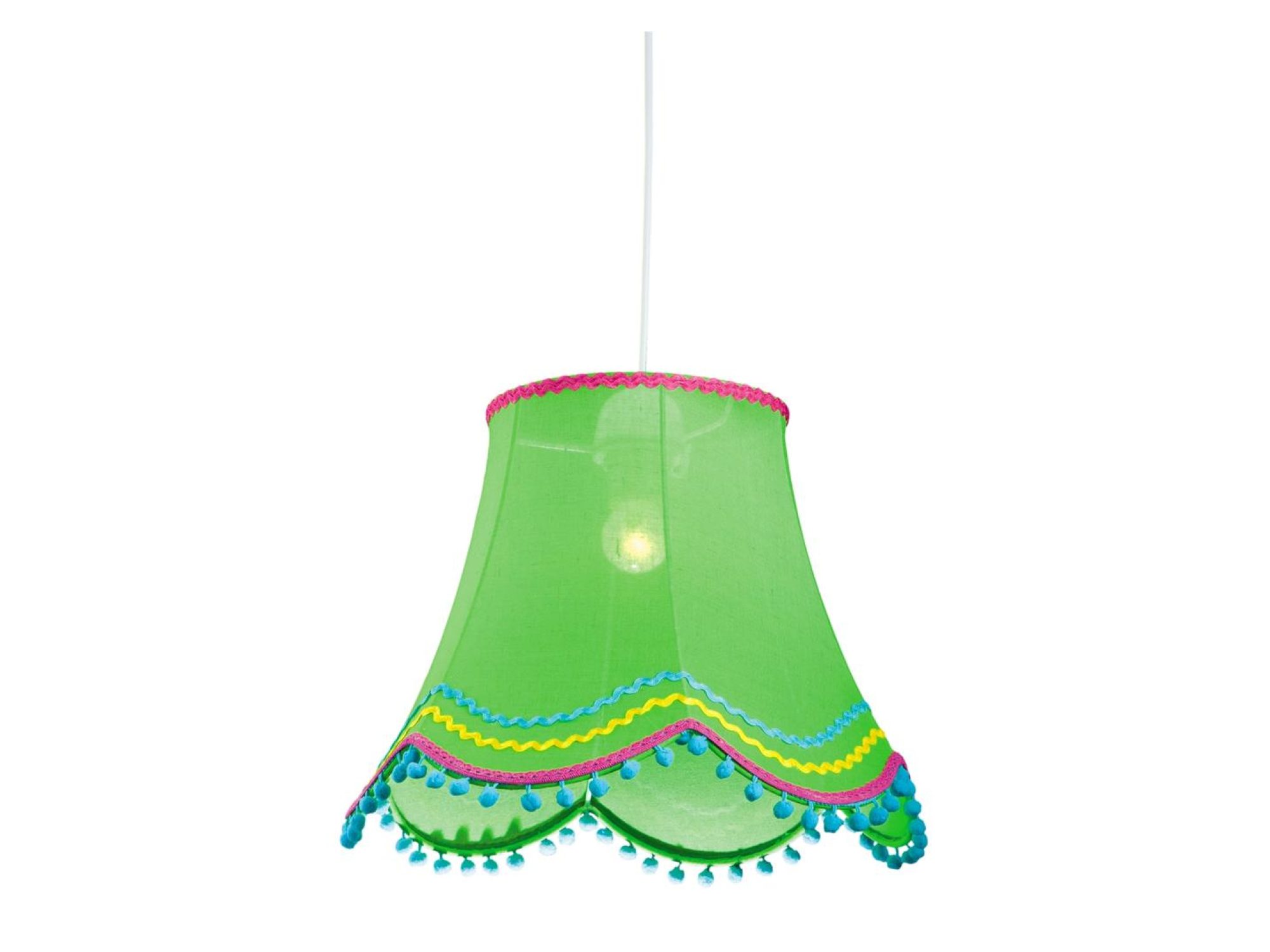 Zielona lampa wisząca Saledo z płóciennym abażurem