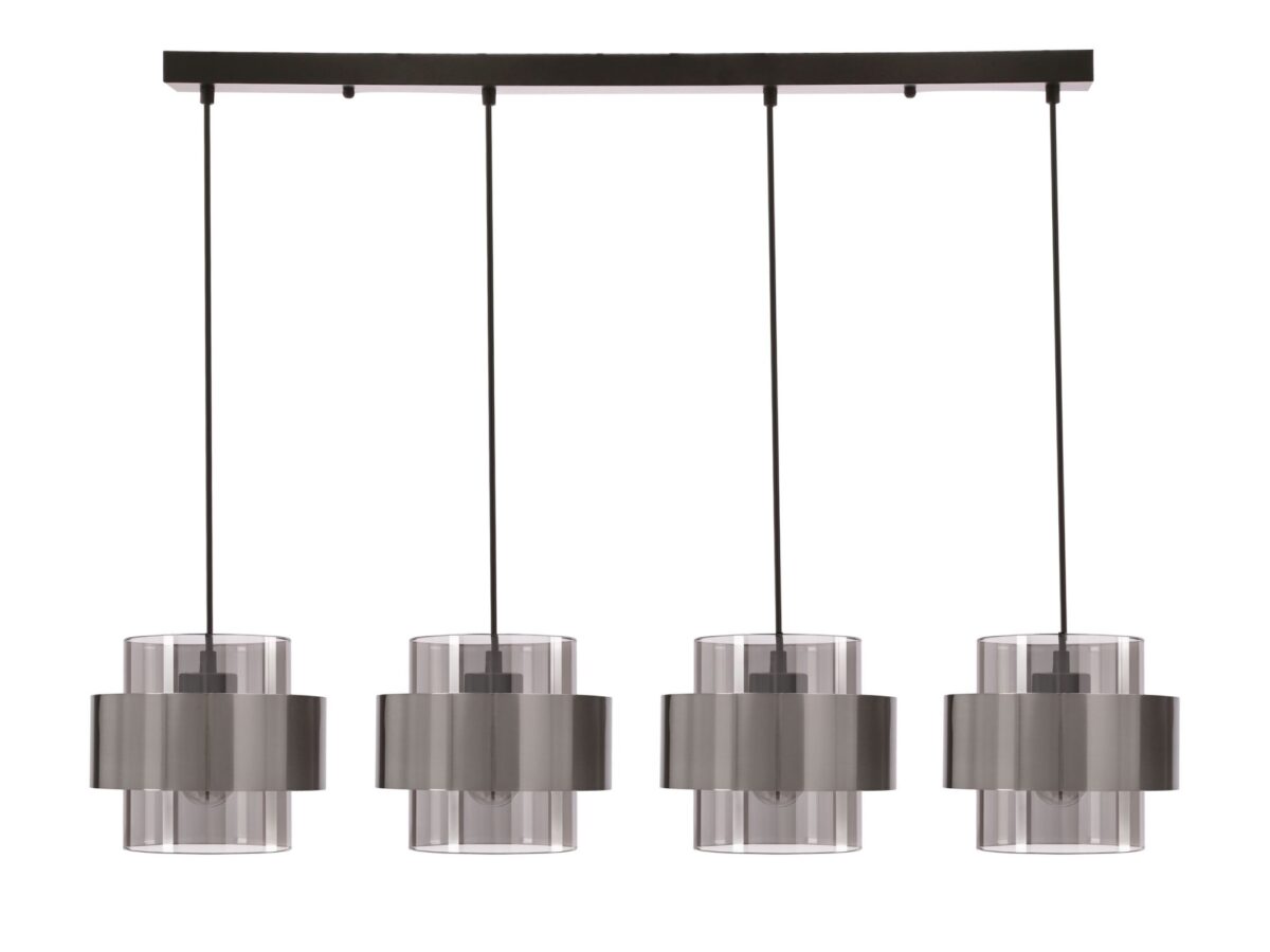 Lampa wisząca Salidena 4-punktowa z przydymionym szkłem