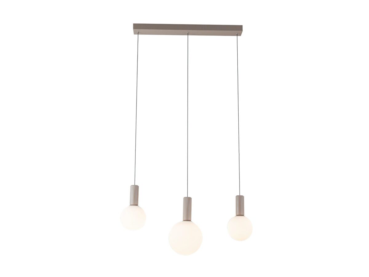 Lampa wisząca Salinira 3-punktowa z białymi kulami 85 cm beżowa