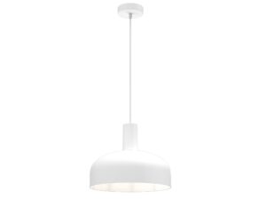 Miniaturka 24 - Biała lampa wisząca Salorino E27 z metalowym kloszem kopułowym na białym tle