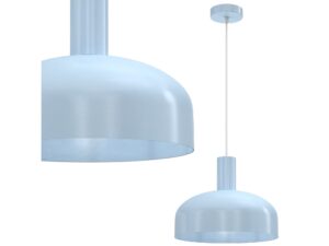 Miniaturka 10 - Zbliżenie błękitnego metalowego klosza lampy wiszącej Salorino E27