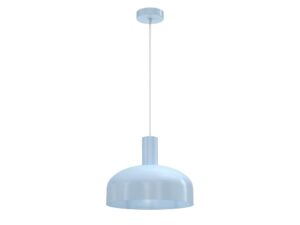 Miniaturka 4 - Błękitna lampa wisząca Salorino z pojedynczym metalowym kloszem na białym tle