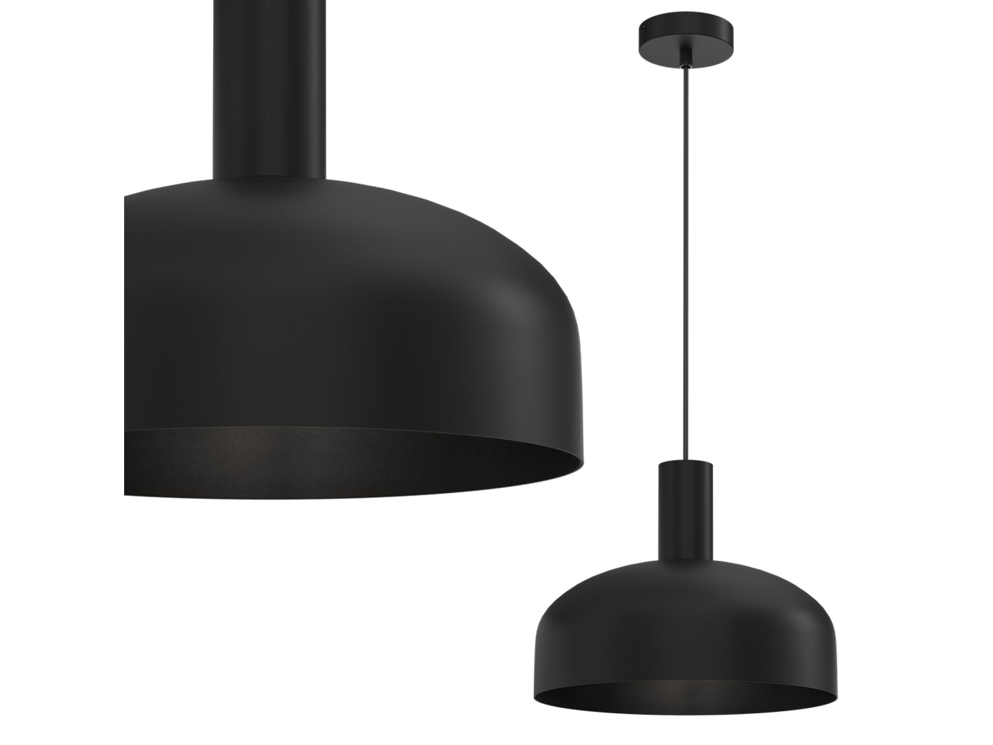 Metalowy klosz lampy Salorino czarny z bliska