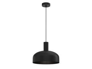 Miniaturka 1 - Czarna lampa wisząca Salorino E27, metalowy klosz kopułowy na białym tle