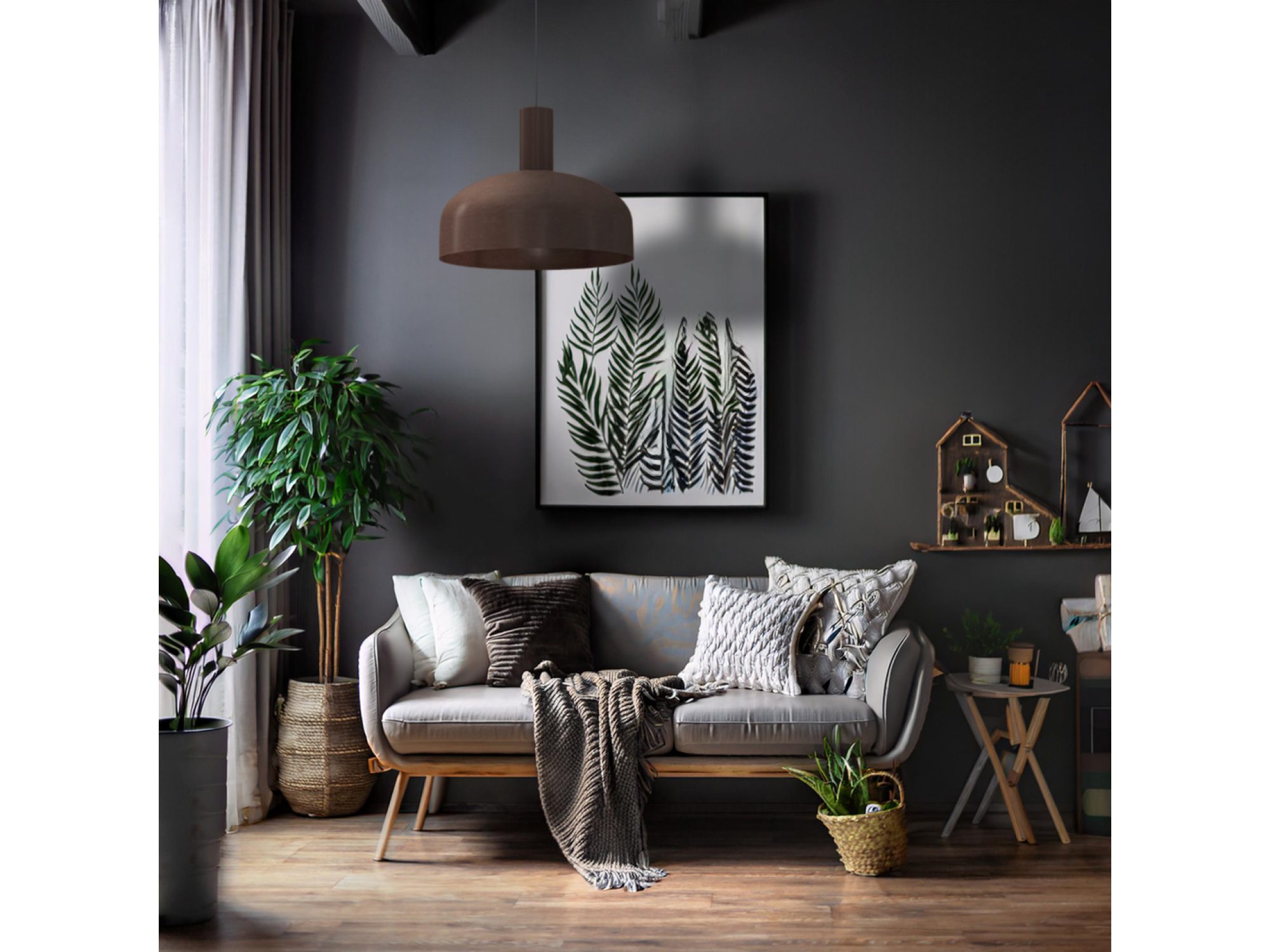 Lampa wisząca Salorino czekoladowy w aranżacji wnętrza, ujęcie jadalnia