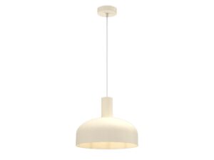 Miniaturka 2 - Kremowa lampa wisząca Salorino z kopułowym kloszem i jasnym zawieszeniem na białym tle