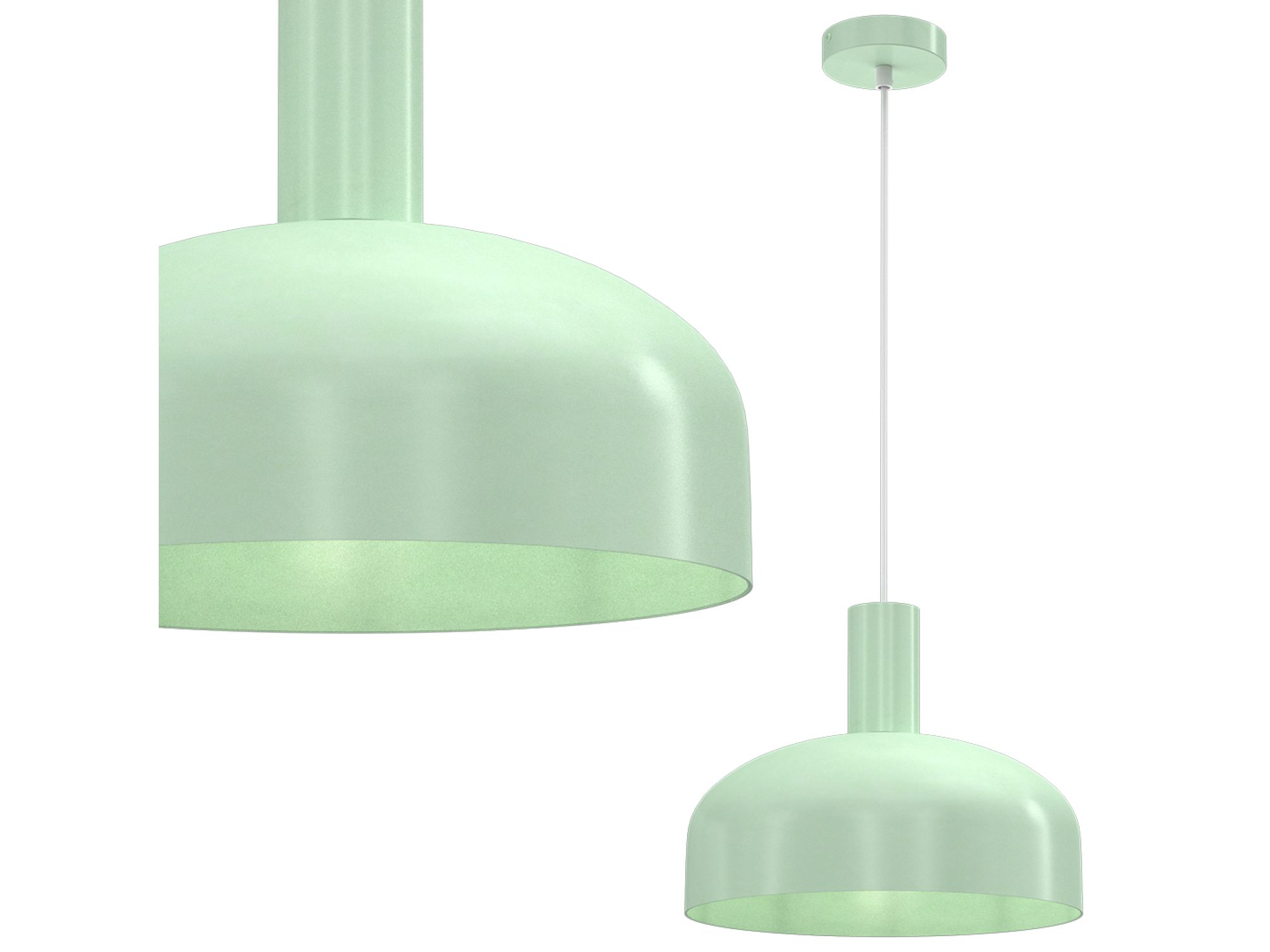 Metalowy klosz lampy Salorino miętowy z bliska
