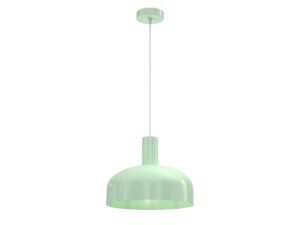 Miniaturka 3 - Miętowa lampa wisząca Salorino z metalowym kloszem i okrągłą podsufitką na białym tle