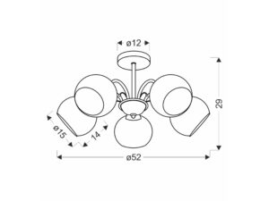 Miniaturka 1 - Rysunek wymiarowy lampy Salovina o szerokości 52 cm i wysokości 29 cm