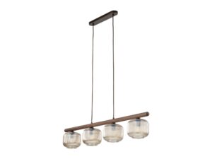 Miniaturka 2 - Lampa wisząca Salvia brązowa z czterema ryflowanymi kloszami