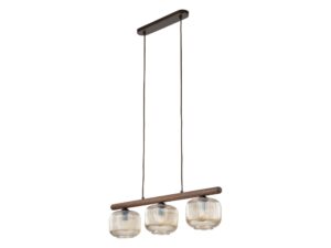 Miniaturka 2 - Lampa wisząca Salvia brązowa z trzema ryflowanymi bursztynowymi kloszami