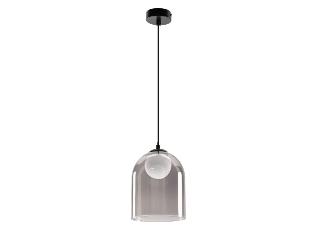 Lampa wisząca szklana Sarelino 16 cm klosz dymiony