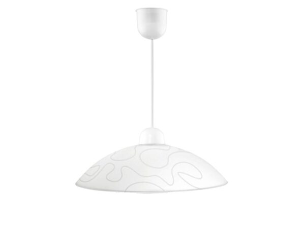 Lampa wisząca Saresora biała z półkolistym szklanym kloszem w falisty wzór