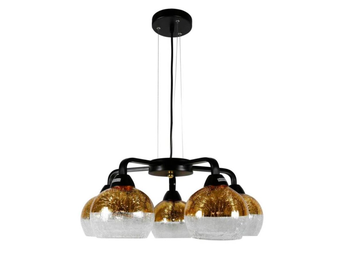 Lampa wisząca Saretia 5-punktowa czarno-złota 55 cm
