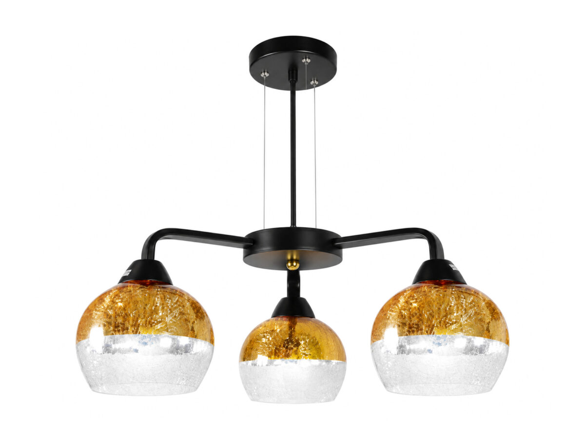 Lampa wisząca Saretia 3-punktowa czarno-złota 55 cm