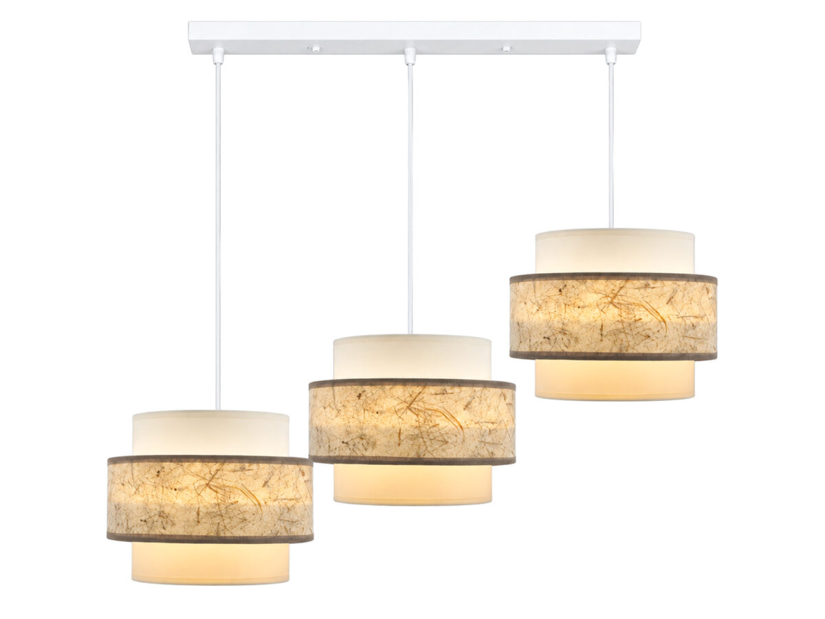 Lampa wisząca Sarinira 3-punktowa 72 cm z biało-beżowymi abażurami