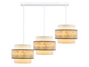 Miniaturka 2 - Lampa wisząca Sarinira 3-punktowa 72 cm z biało-beżowymi abażurami na białym tle