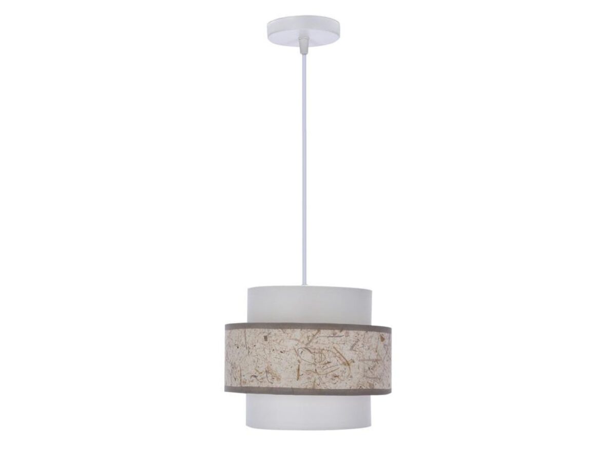 Lampa wisząca Sarinira 1-punktowa z biało-beżowym abażurem 20 cm biały