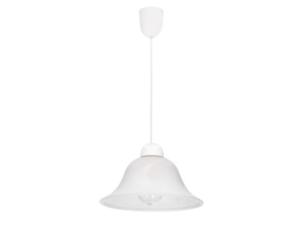 Lampa wisząca Sarisela biała z dzwonkowym szklanym kloszem E27