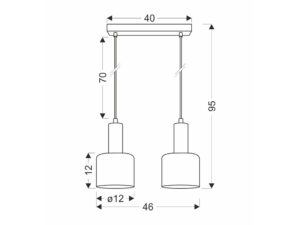 Miniaturka 2 - Lampa Saroseta dwa klosze na schemacie wymiarów 46 cm