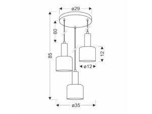 Miniaturka 1 - Lampa wisząca Saroseta schemat wymiarów 85 cm i średnicy 35 cm