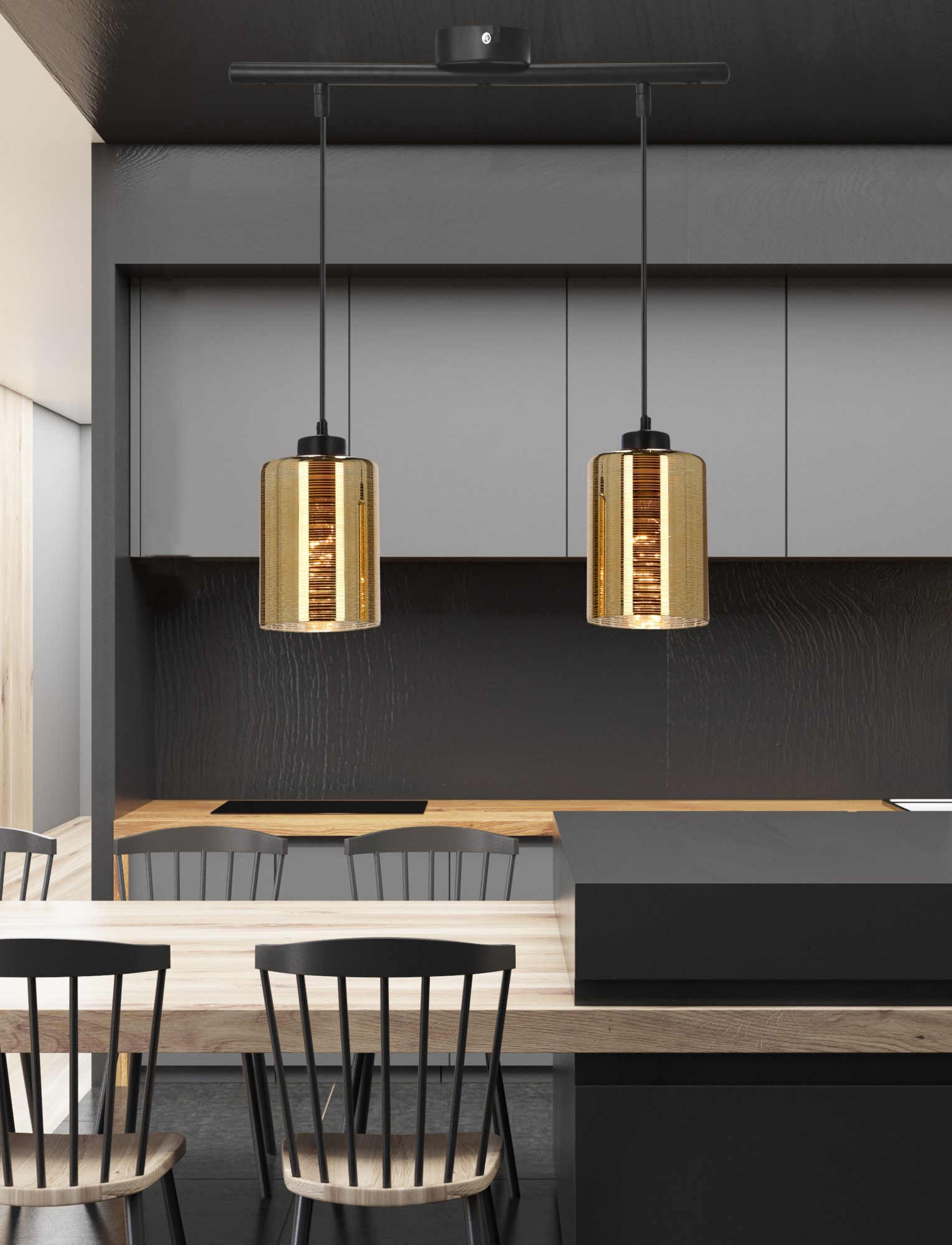 Lampa wisząca Savaro z dwoma źródłami światła w aranżacji wnętrza