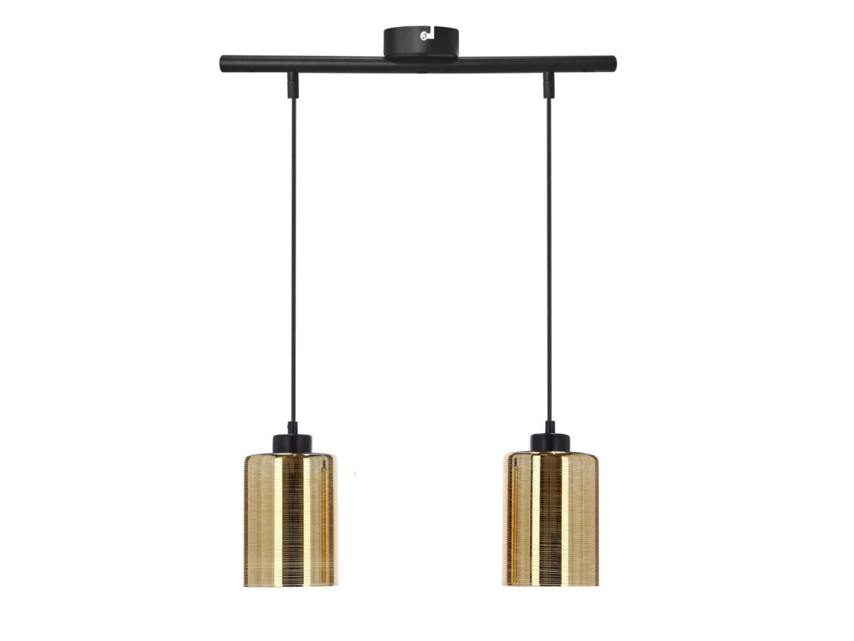 Lampa wisząca Savaro 2-punktowa E27 45 cm czarno-złota
