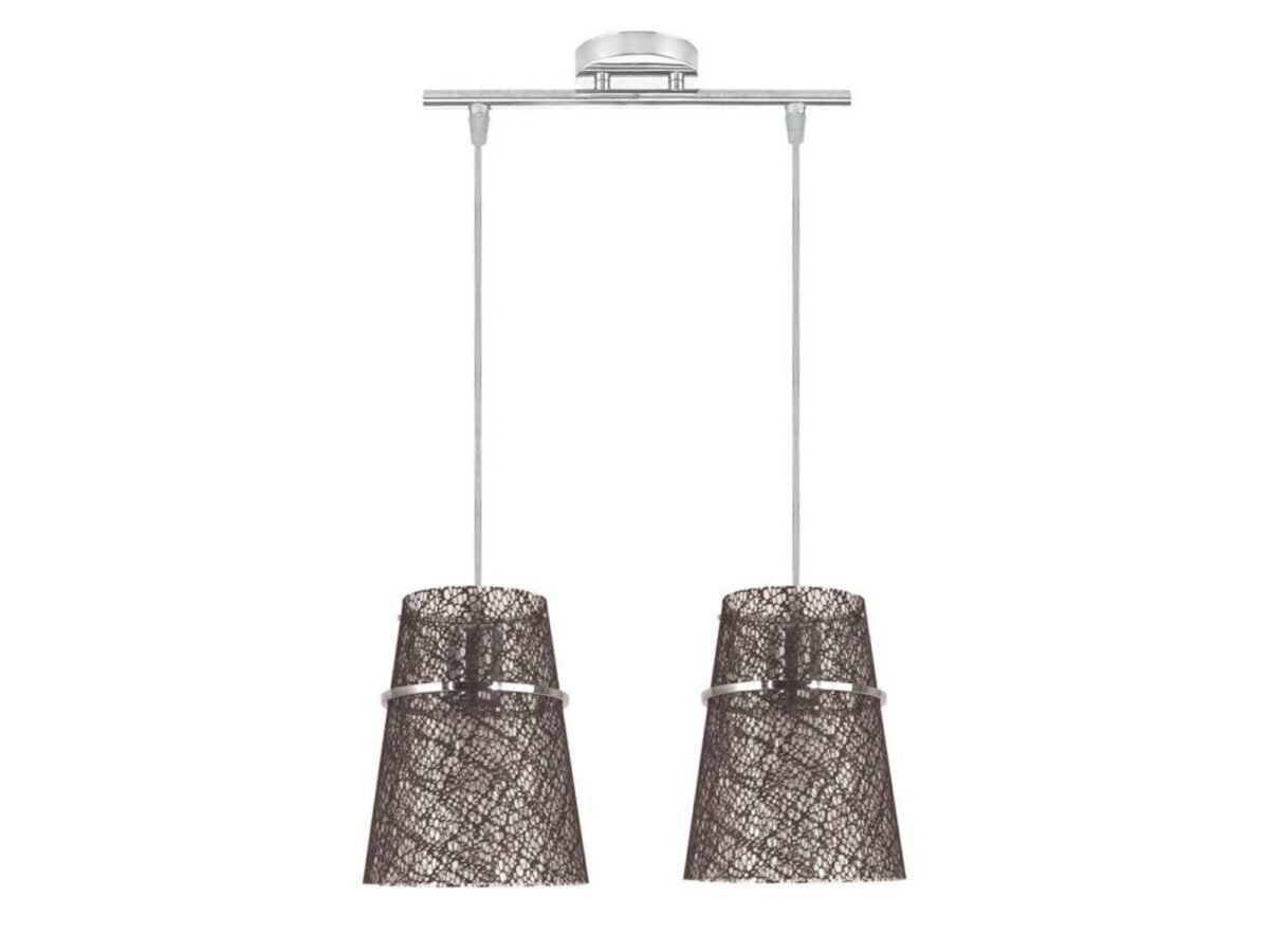 Lampa wisząca Savasora chrom z dwoma abażurami E27 43 cm