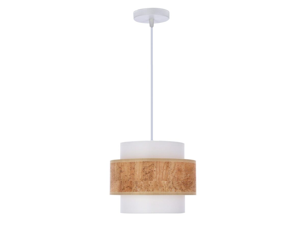 Lampa wisząca z beżowym pasem Saveria 20 cm biała