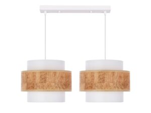 Miniaturka 4 - Lampa wisząca Saveria z dwoma biało-beżowymi abażurami na białym tle