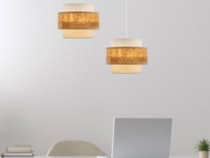 Miniaturka 2 - Lampa wisząca Saveria z dwoma abażurami w aranżacji nad stołem