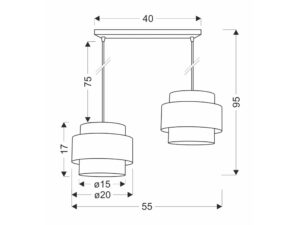 Miniaturka 3 - Lampa wisząca Saveria w ujęciu przedstawiającym całą konstrukcję