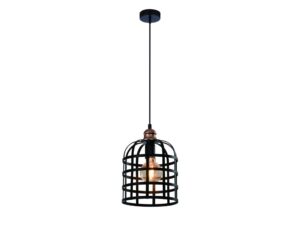Miniaturka 3 - Lampa wisząca Savetino czarna z ażurowym metalowym kloszem i miedzianym detalem