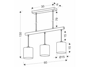 Miniaturka 1 - Lampa wisząca Savilina na schemacie wymiarów 130 na 60 cm