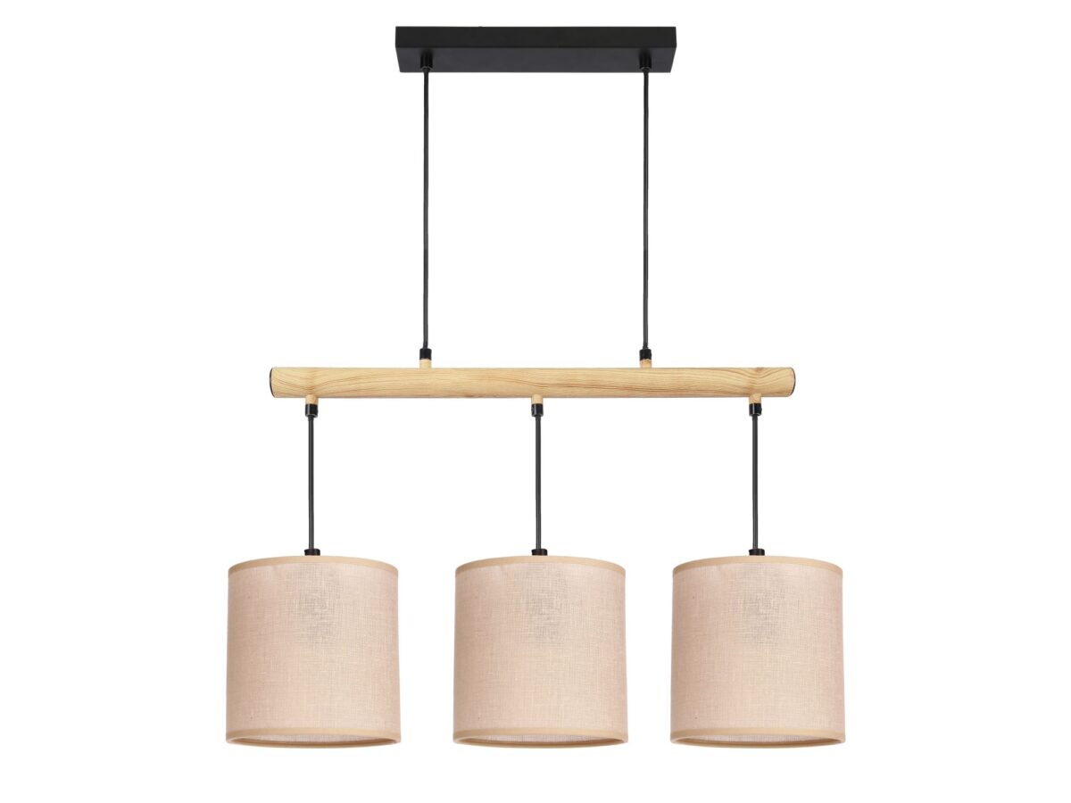 Lampa wisząca Savilina czarna 3-punktowa beżowa 60 cm